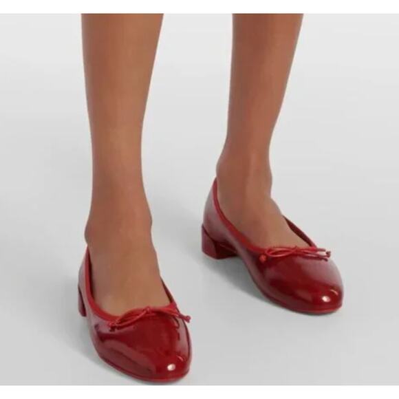 Christian Louboutin Sweetie Jane Flat Ballet Shoes Patent Leather Loubi Red 37.5 - Picture 2 of 14